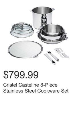 Costco Cristel casteline 8-piece stainless steel cookware set offer