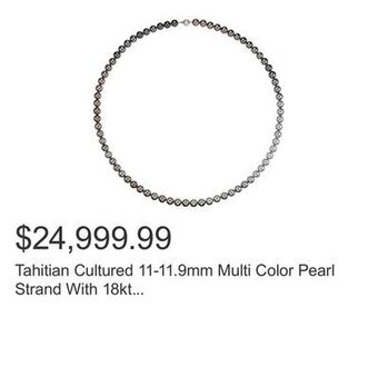 Costco Tahitian cultured 11-11.9mm multi color pearl strand with 18kt white gold clasp offer