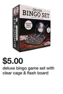 Five Below Deluxe bingo game set with clear cage & flash board offer