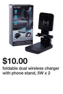 Five Below Foldable dual wireless charger with phone stand, 5w x 2 offer