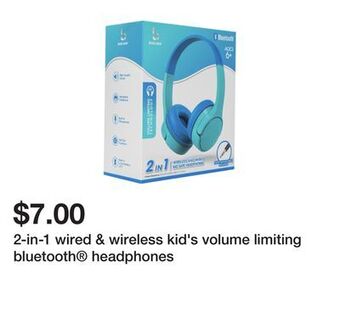 Five Below 2-in-1 wired & wireless kid's volume limiting bluetooth® headphones offer