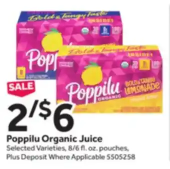 Stop&Shop Poppilu Organic Juice offer
