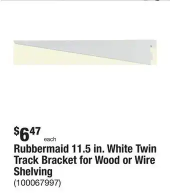 The Home Depot Rubbermaid 11.5 in. white twin track bracket for wood or wire shelving offer