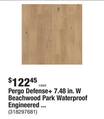 The Home Depot Pergo defense+ 7.48 in. w beachwood park waterproof engineered oak hardwood flooring (24.54 sq. ft./case) offer