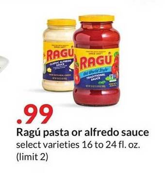 Hy-Vee Ragu pasta or alfredo sauce offer