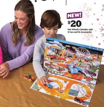 Family Dollar Hot wheels calendar with 8 cars and 16 accessories offer