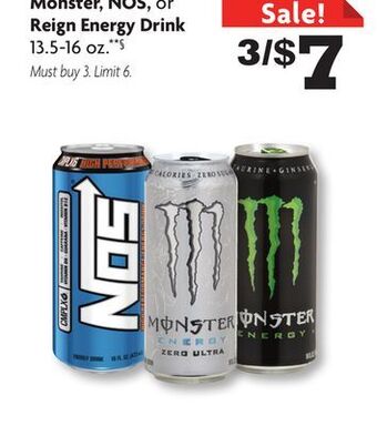 Family Dollar Monster, nos, or reign energy drink offer