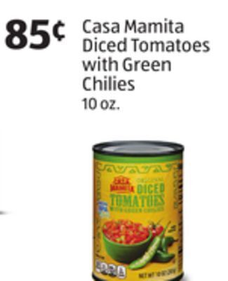 Aldi Casa mamita diced tomatoes with green chilies offer