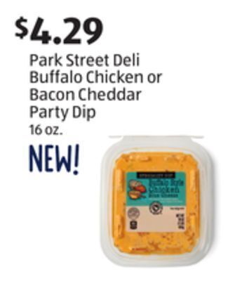 Aldi Park street deli buffalo chicken or bacon cheddar party dip offer