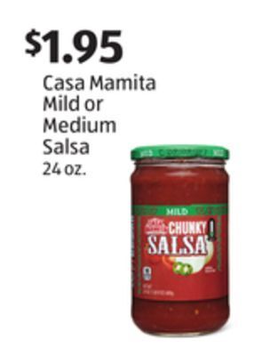 Aldi Casa mamita mild or medium salsa offer