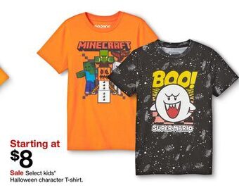 Target Select kids' halloween character t-shirt offer