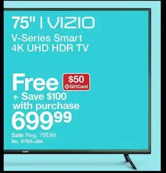 Target Vizio 75" v-series smart 4k uhd hdr tv offer