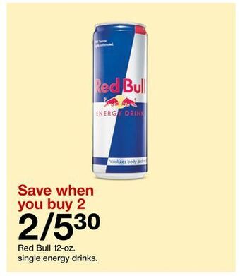 Target Red bull 12-oz. single energy drinks offer