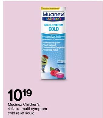 Target Mucinex children's 4-fl.-oz. multi-symptom cold relief liquid offer