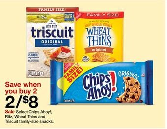 Target Select chips ahoy!, ritz, wheat thins and triscuit family-size snacks offer