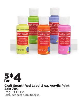Michaels Craft smart® red label 2 oz. acrylic paint offer