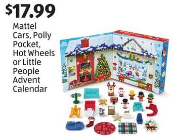 Aldi Mattel cars, polly pocket, hot wheels or little people advent calendar offer