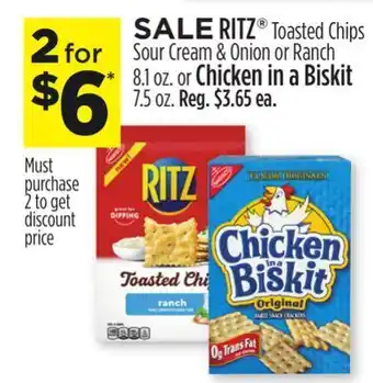 Dollar General Ritz® toasted chips sour cream & onion or ranch 8.1 oz. or chicken in a biskit 7.5 oz. offer
