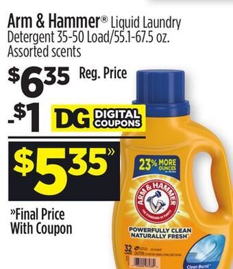Dollar General Arm & hammer® liquid laundry detergent offer