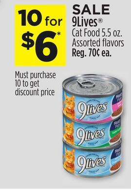 Dollar General 9lives® cat food offer