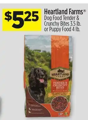 Dollar General Heartland farms® dog food tender & crunchy bites 3.5 lb. or puppy food 4 lb. offer