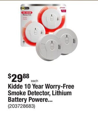 The Home Depot Kidde 10 year worry-free smoke detector, lithium battery powered, smoke alarm, 2-pack offer