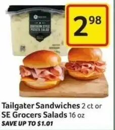 Harveys Supermarkets Tailgater Sandwiches 2ct or SE Grocers Salads offer