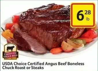 Harveys Supermarkets USDA Choice Certified Angus Beef Boneless Chuck Roast or Steaks offer