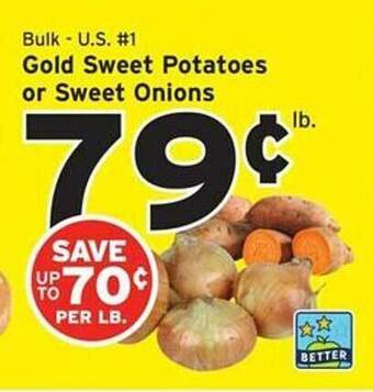 Hannaford Gold sweet potatoes or sweet onions offer