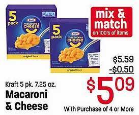 Maceys Kraft macaroni & cheese offer