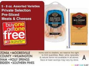 Harris Teeter Private selection pre-sliced meats & cheeses offer