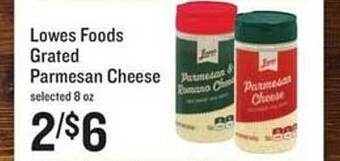 Lowes Foods Lowes foods grated parmesan cheese offer