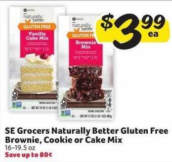 Winn Dixie Se grocers naturally better gluten free brownie, cookie or cake mix offer