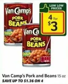 Harveys Supermarkets Van Camp's Pork & Beans 15 oz 15 oz offer