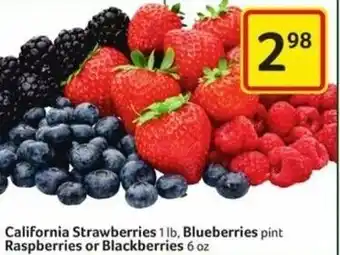Harveys Supermarkets California Strawberries 1lb, Blueberries pint Raspberries or Blackberries 6 oz offer