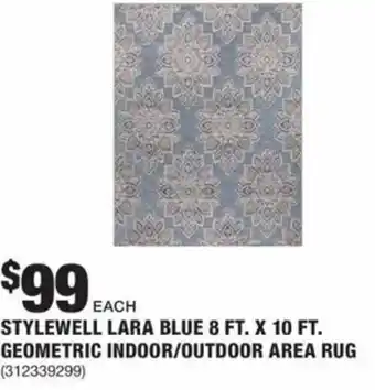 The Home Depot Stylewell Lara Blue 8 ft. x 10 ft. Geometric Indoor/Outdoor Area Rug offer
