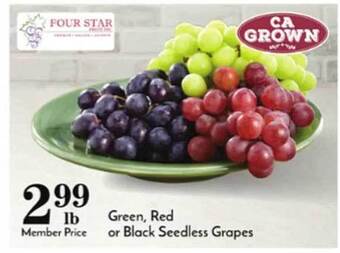 Pavilions Green, red or black seedless grapes offer