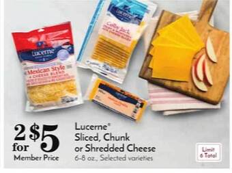 Pavilions Lucerne sliced, chunk or shredded cheese offer
