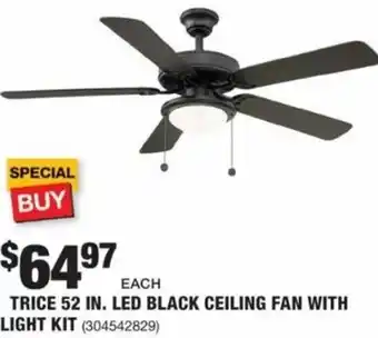 The Home Depot Trice 52 In. LED Black Ceiling Fan With Light Kit offer