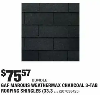 The Home Depot GAF Marquis Weathermax Charcoal 3-Tb Roofing Shingles offer