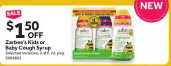 Stop&Shop Zarbee's Kids or Baby Cough Syrup offer