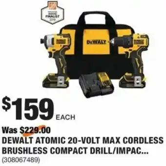 The Home Depot Dewalt Atomic 20-Volt Max Cordless Brushless Compact Drill offer