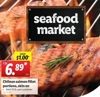 Lidl Chilean Salmon Fillet Portions,Skin On offer