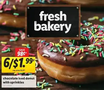 Lidl Chocolate Iced Donut With Sprinkles offer