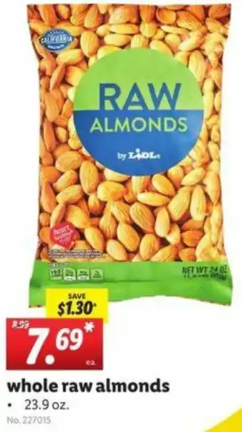 Lidl Whole Raw Almonds 23.9 oz offer