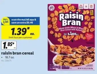 Lidl Raisin Bran Cereal 18.7 oz offer