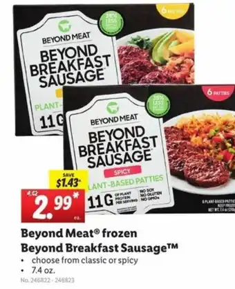 Lidl Beyond Meat Frozen Beyond Breakfast Sausage 7.4 oz offer