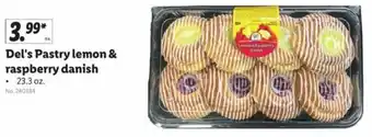 Lidl Del's Pastry Lemon & Raspberry Danish 23.3 oz offer