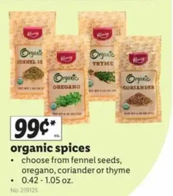 Lidl Organic Spices 0.42-1.05 oz offer