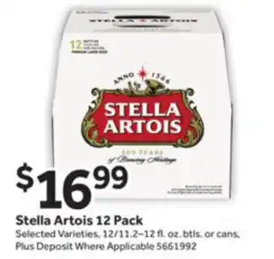 Stop&Shop Stella Artois 12 Pack 12/11.2-12 fl. oz. offer